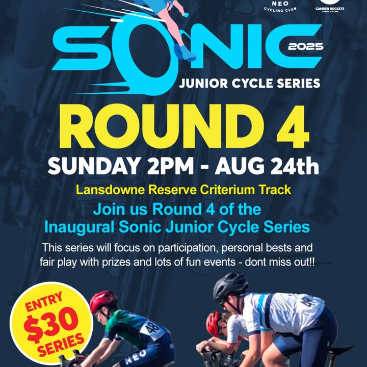 The sun will be shining ☀️
Join us for Round 4 of the Sonic Junior Cycle Series, tomorrow at 📍Lansdowne Reserve!